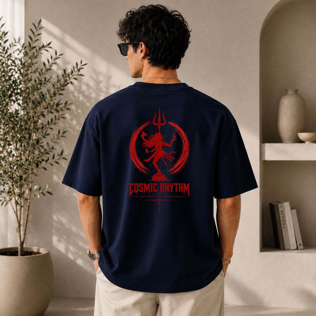 Cosmic Rhythm Oversized T-Shirt | Nataraja Shiva Spiritual Streetwear Tee