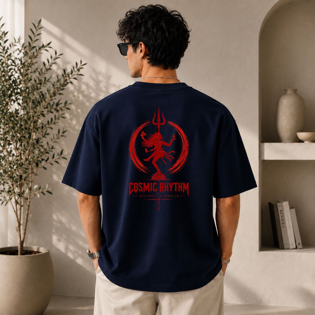 Cosmic Rhythm Oversized T-Shirt | Nataraja Shiva Spiritual Streetwear Tee