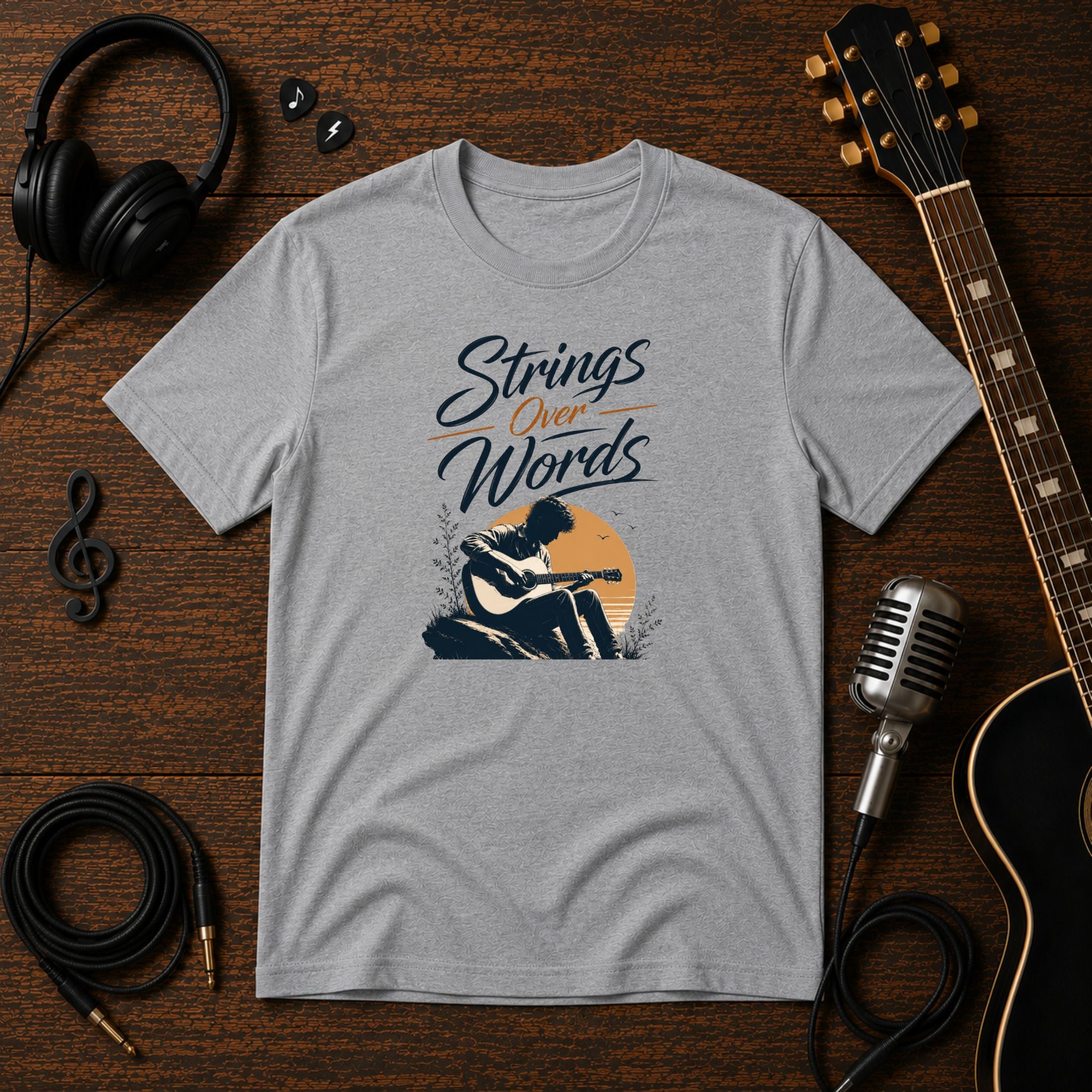 Strings Over Words | Unisex Regular Fit Guitar T-Shirt
