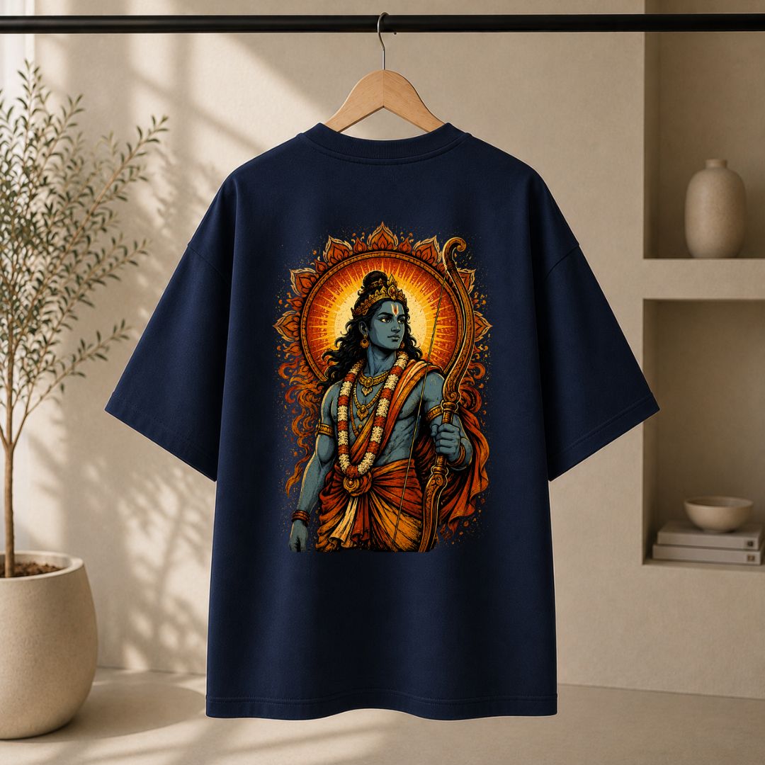 Lord Ram Oversized T-Shirt | Vintage Hindu Warrior Graphic Tee
