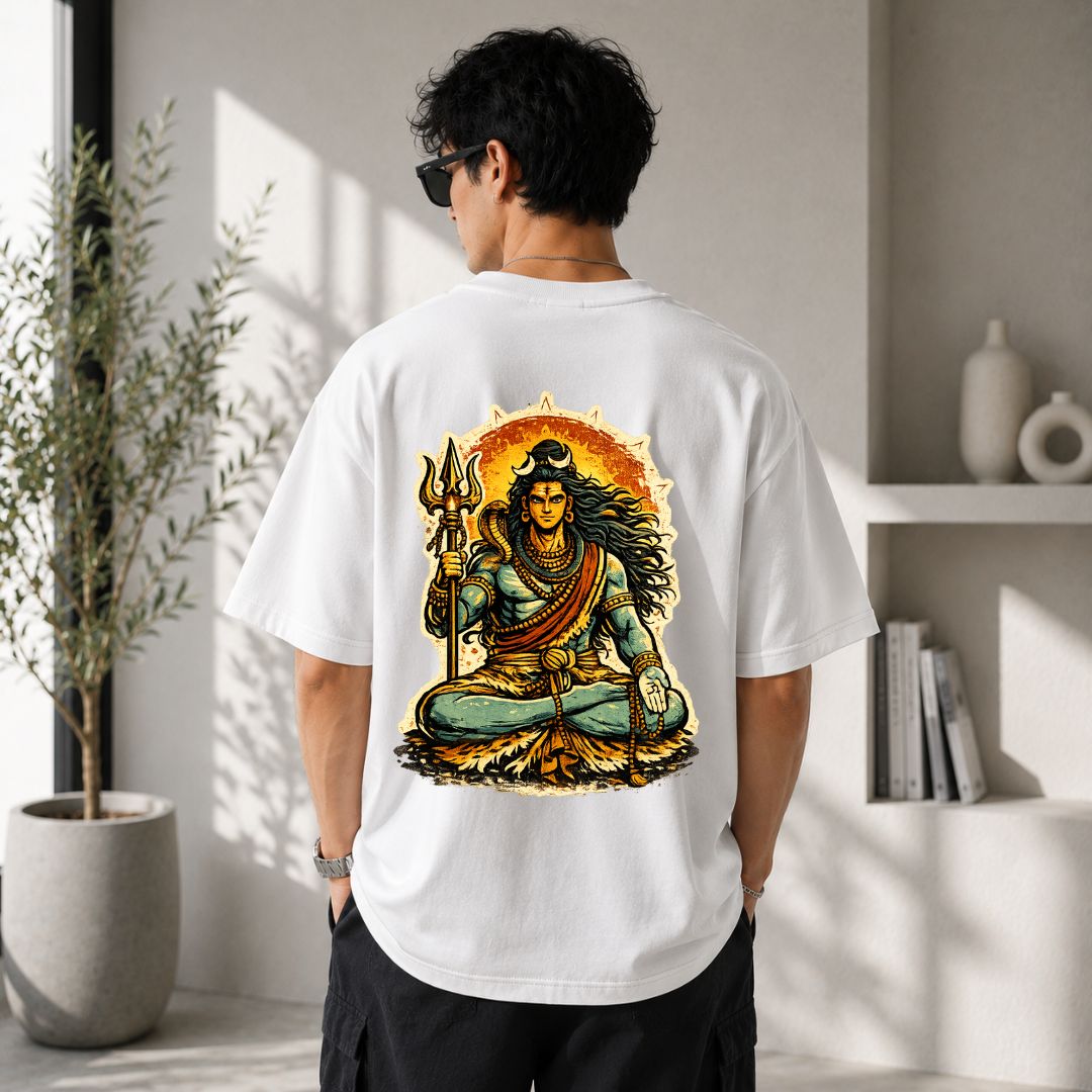 Mahadev Vintage Art Unisex Oversized T-Shirt