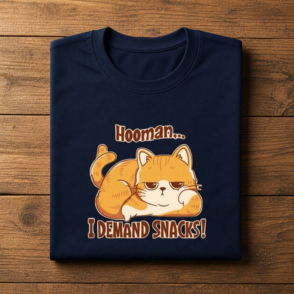 Hooman I Demand Snacks Cat T-Shirt | Funny Cat Lover Tee