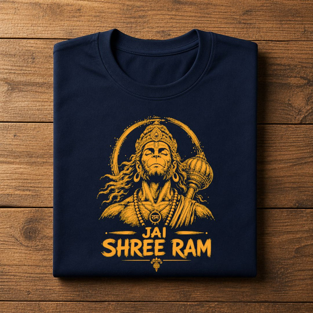 Jay Shree Ram Hanuman Regular Unisex T-Shirt | Lord Hanuman Devotional Graphic Tee