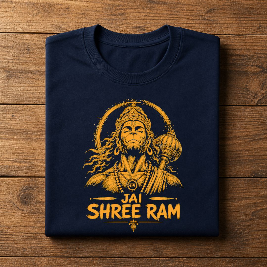 Jay Shree Ram Hanuman Regular Unisex T-Shirt | Lord Hanuman Devotional Graphic Tee