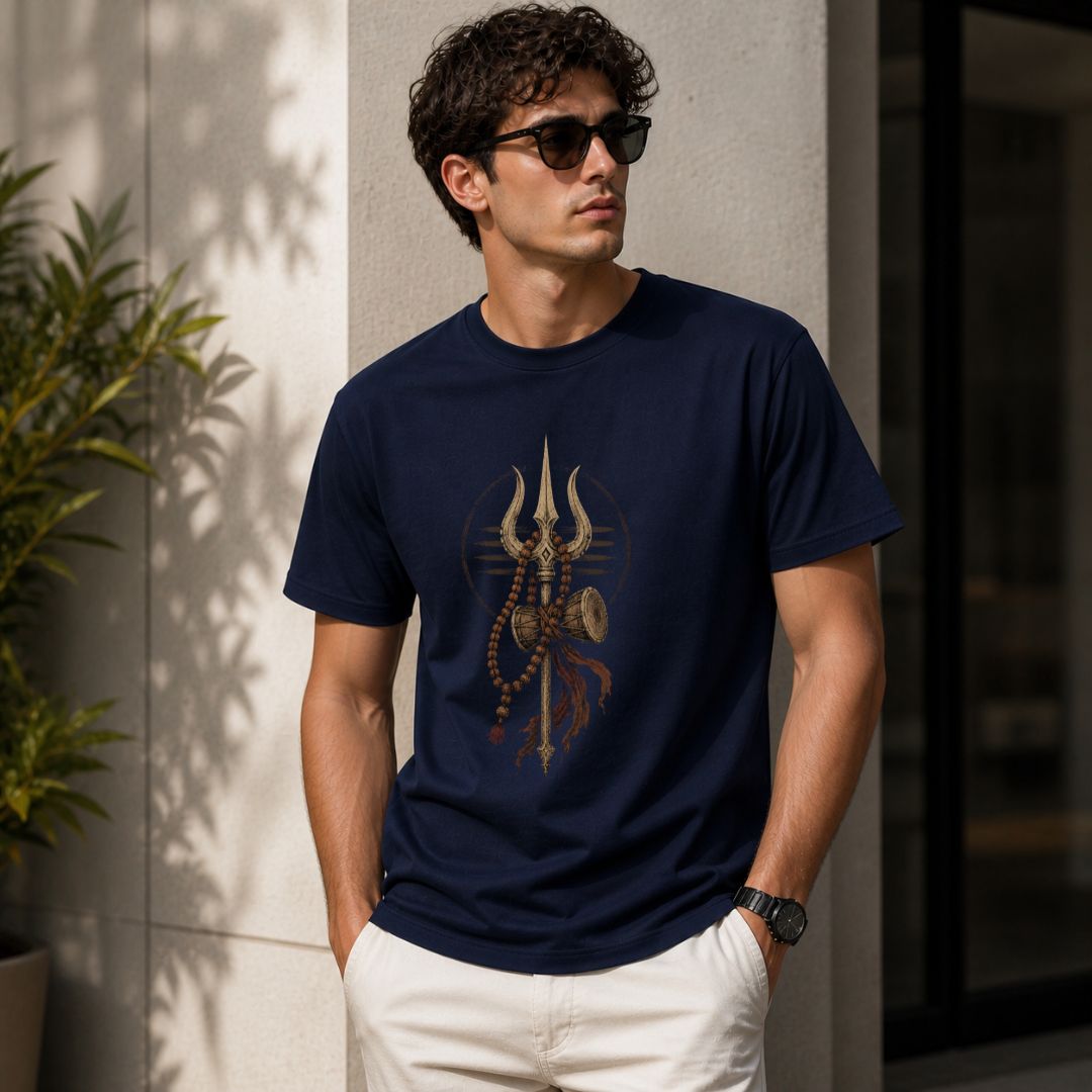Trishul Damru Rudraksha Regular Unisex T-Shirt