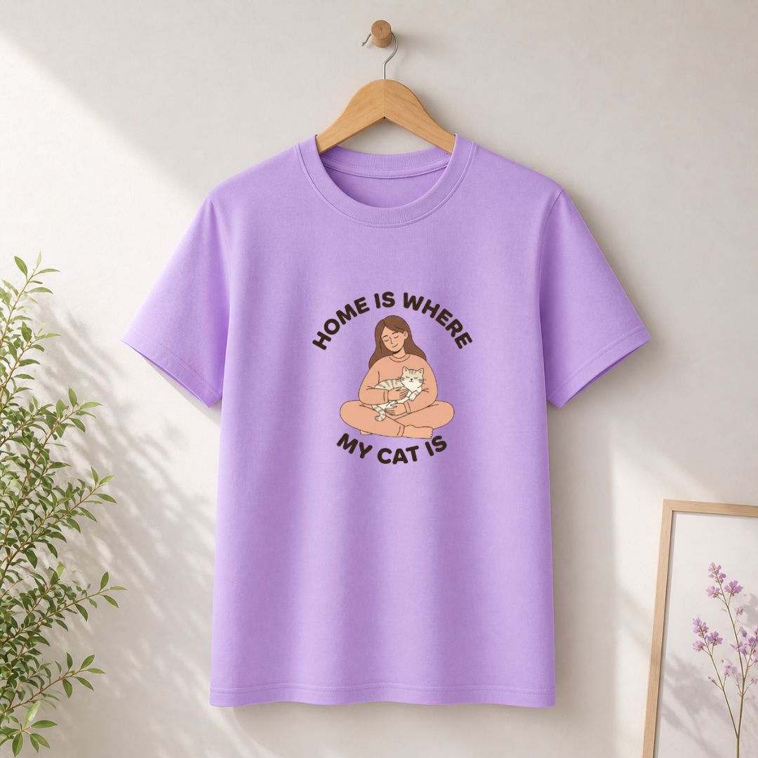 Home Is Where My Cat Is T-Shirt | Cat Mom Graphic Tee