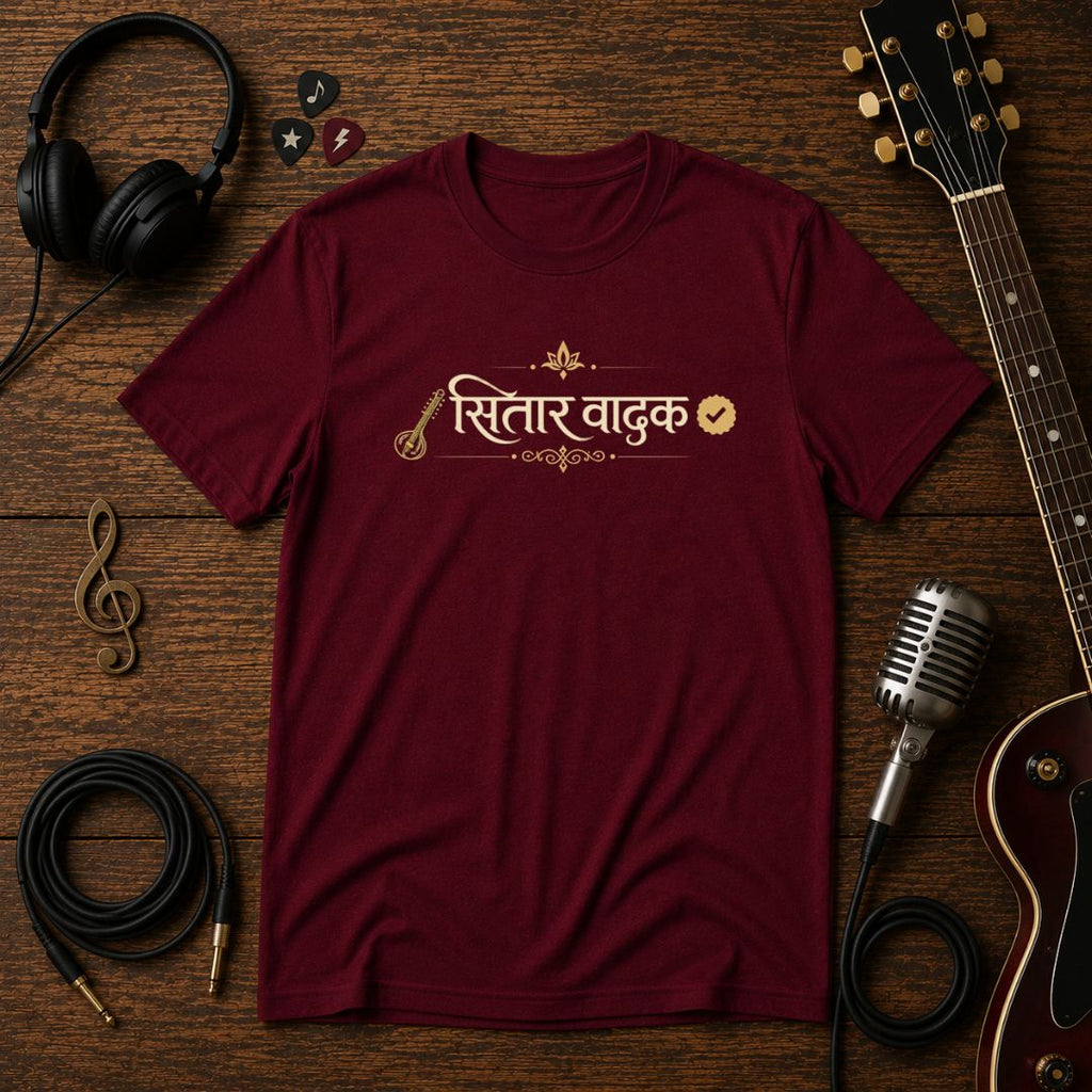 सितार वादक Unisex Tee – Hindi Sitar Player T-Shirt