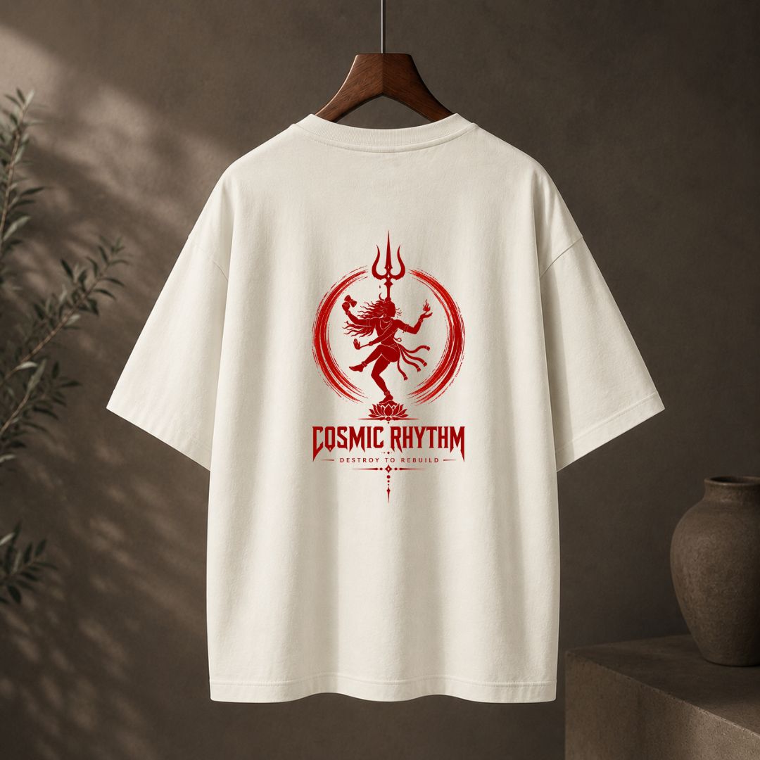 Cosmic Rhythm Oversized T-Shirt | Nataraja Shiva Spiritual Streetwear Tee