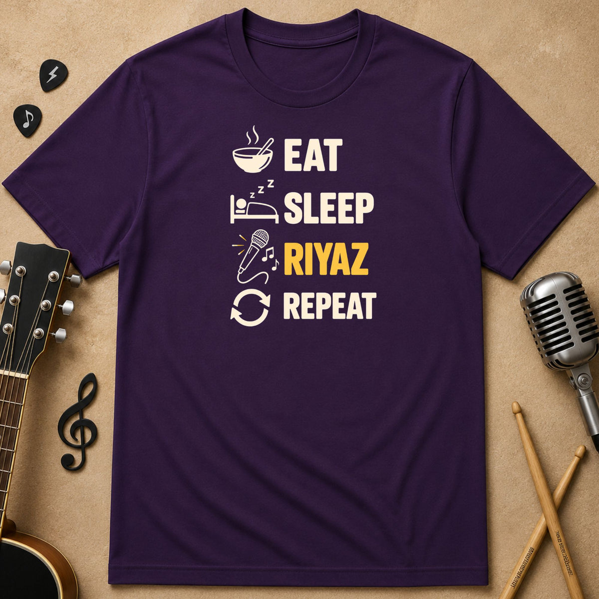 Eat. Sleep. Riyaz. Repeat. Unisex Music Tee