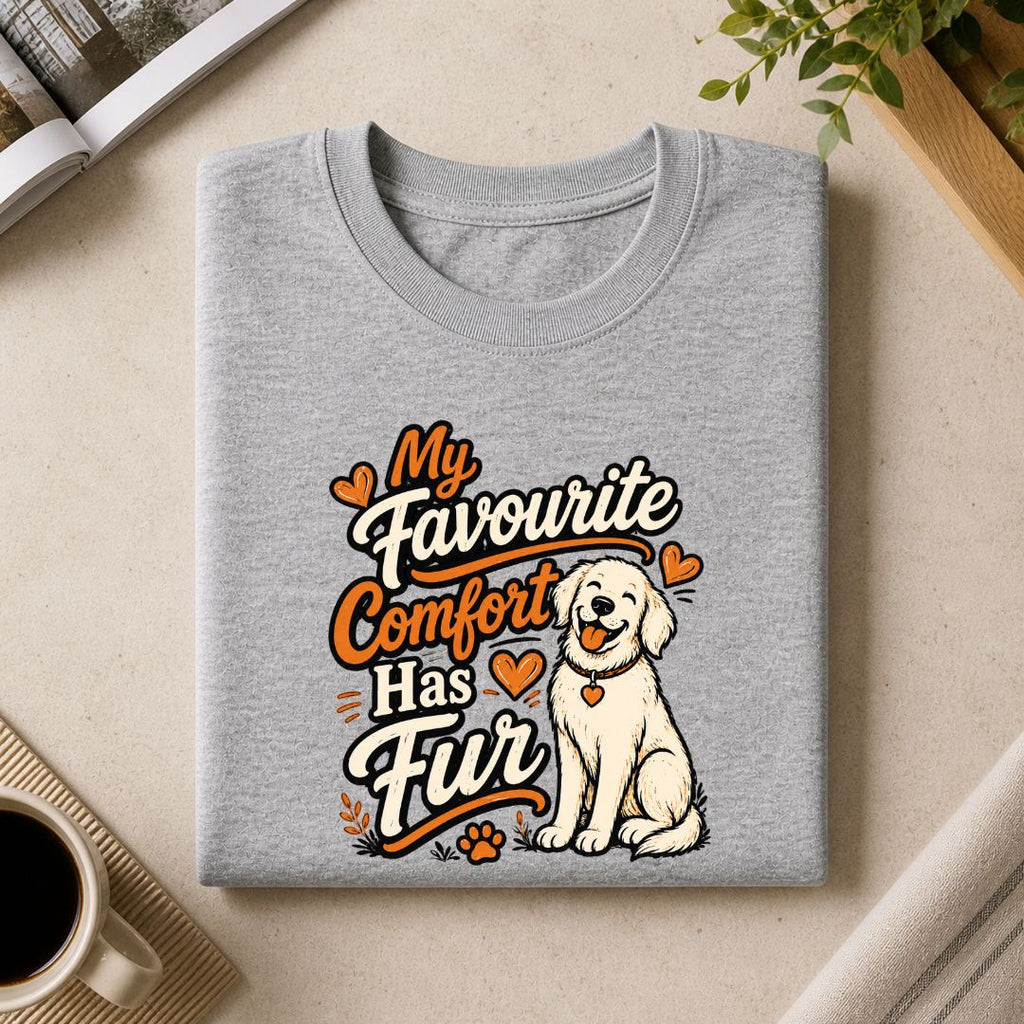 My Favorite Comfort Has Fur T-Shirt | Cute Dog Lover Unisex Tee