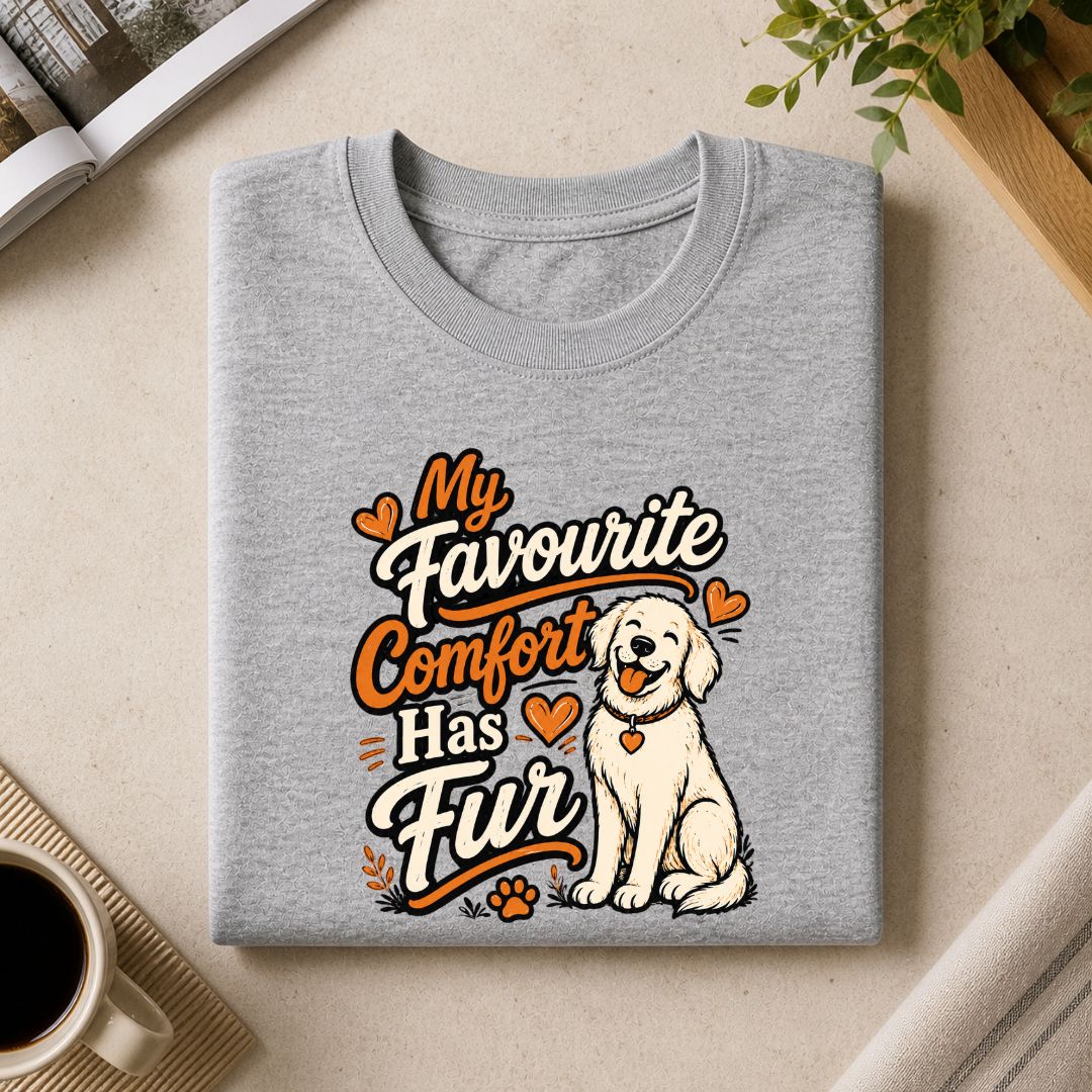 My Favorite Comfort Has Fur T-Shirt | Cute Dog Lover Unisex Tee