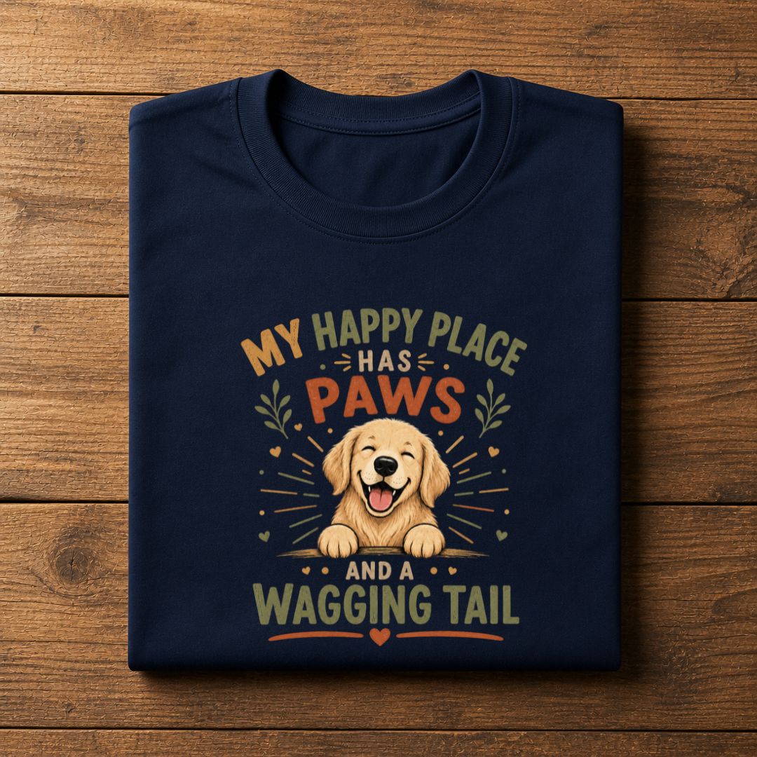 My Happy Place Has Paws and a Wagging Tail Unisex Dog Lover T-Shirt
