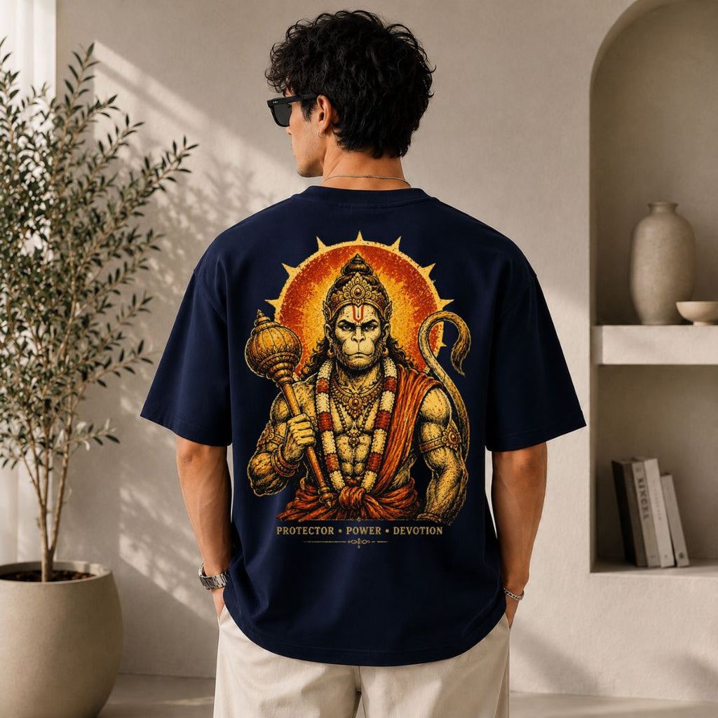 Lord Hanuman Protector Power Devotion Oversized T-Shirt