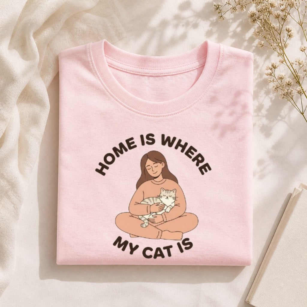 Home Is Where My Cat Is T-Shirt | Cat Mom Graphic Tee