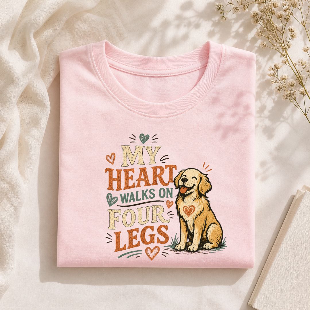 My Heart Walks On Four Legs T-Shirt | Dog Lover Graphic Tee