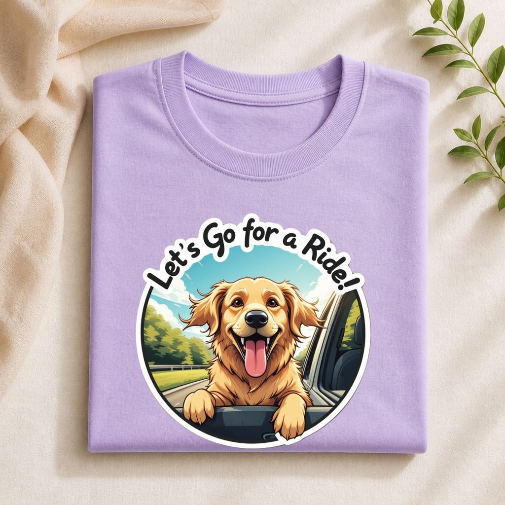 Let's Go For A Ride Dog T-Shirt | Happy Golden Retriever Tee