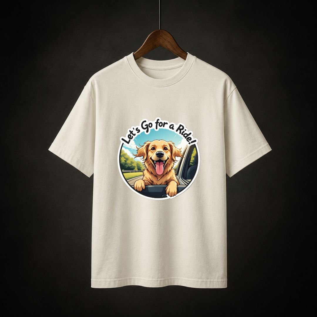 Let's Go For A Ride Dog T-Shirt | Happy Golden Retriever Tee